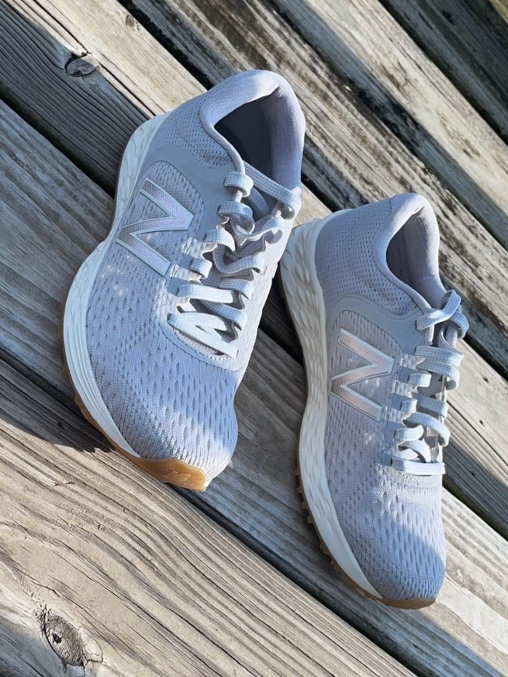 New Balance Women's Light Gray Mesh Athletic Sneakers